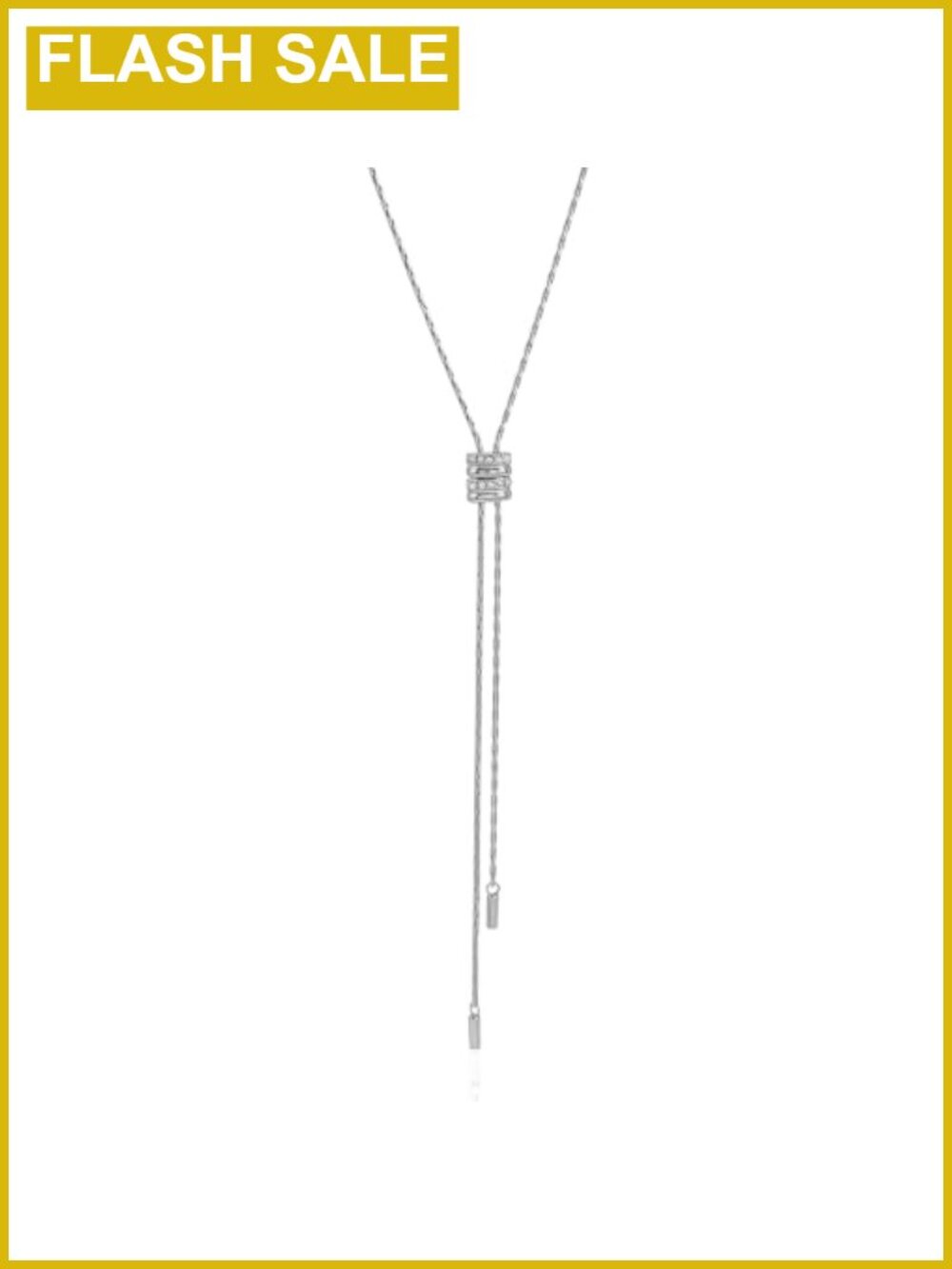 Stainless Steel Adjustable Lariat Bolo Y-Necklace CZ Slider